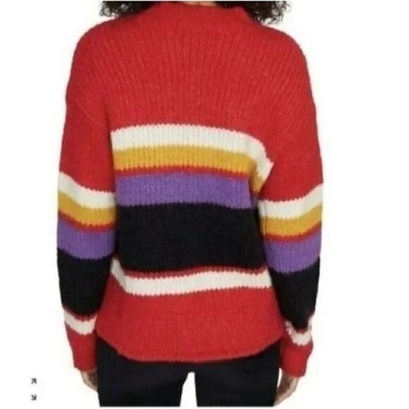 Nordstrom Stripe Wool Alpaca Chunky Oversized Knit Sweater Medium - Picture 2 of 9